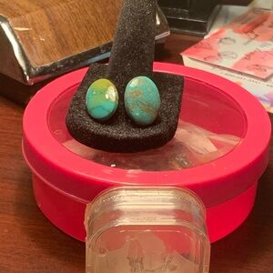 Authentic matrix design Turquoise stones (2) ring /pendant both are Ss stamped.